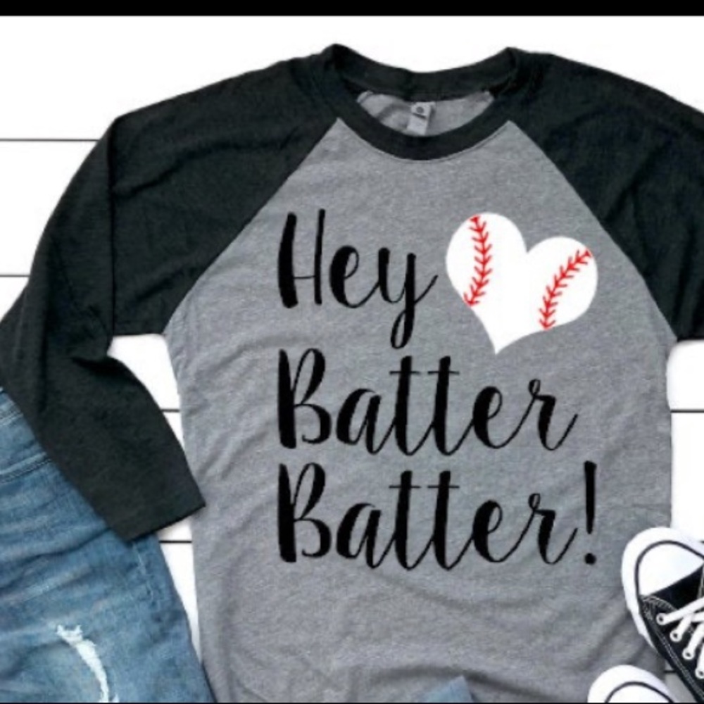 Hey Batter Batter Raglan Baseball tee shirt